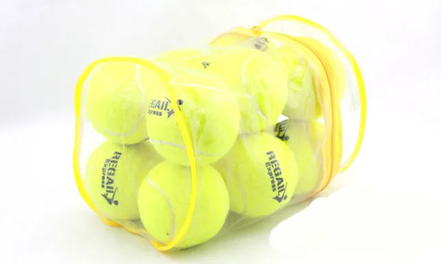 12pcs/Lot High Quality Elasticity Tennis Ball for Training Sport Rubber Woolen Tennis Balls for tennis practice with free Bag