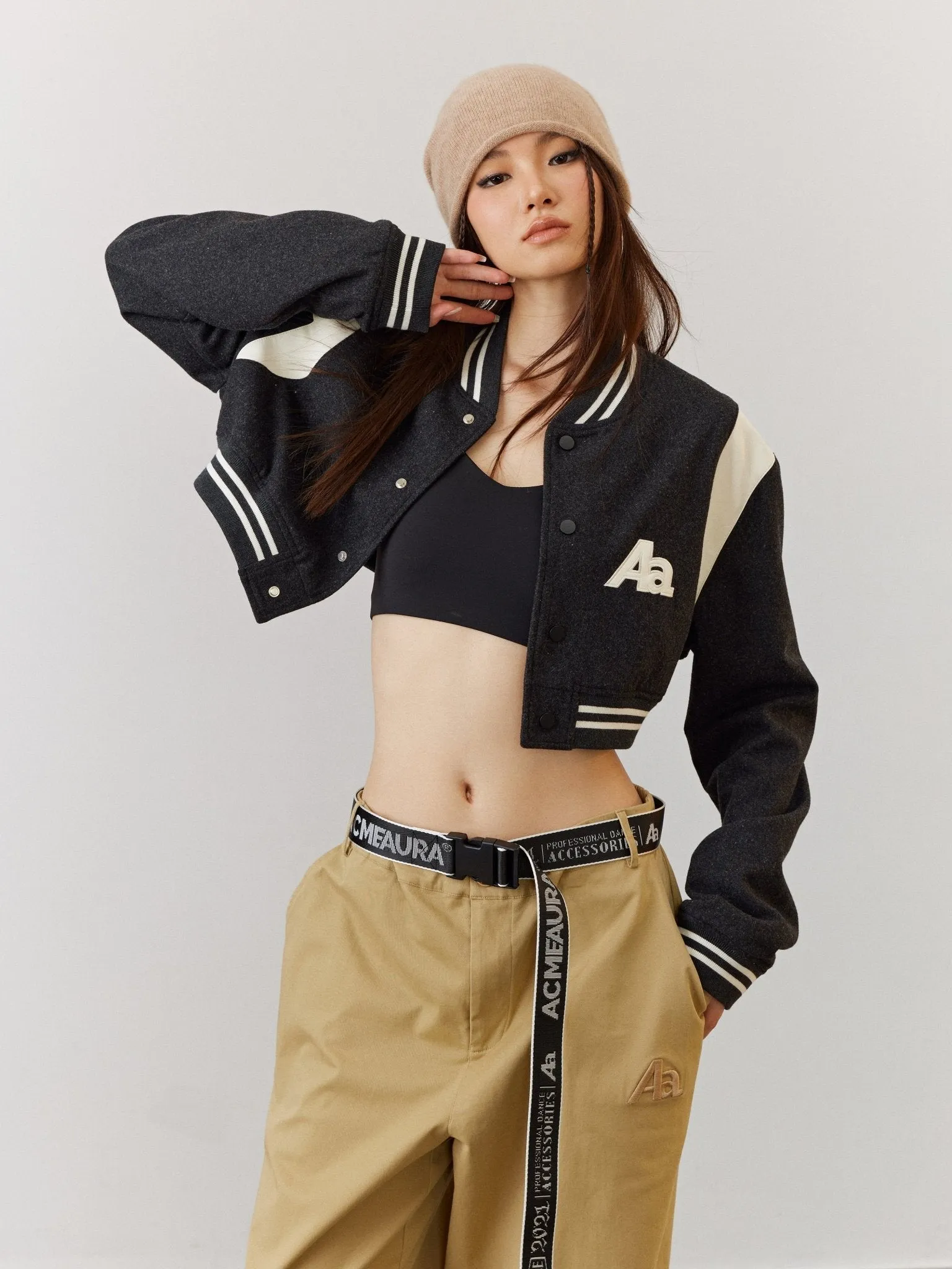 ACMEAURA Cropped Varsity Jacket