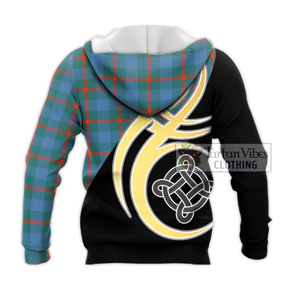 Agnew Ancient Tartan Knitted Hoodie with Family Crest and Celtic Symbol Style