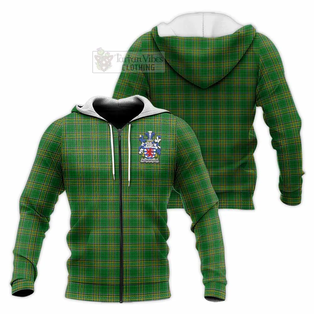 Aldborough Irish Clan Tartan Knitted Hoodie with Coat of Arms