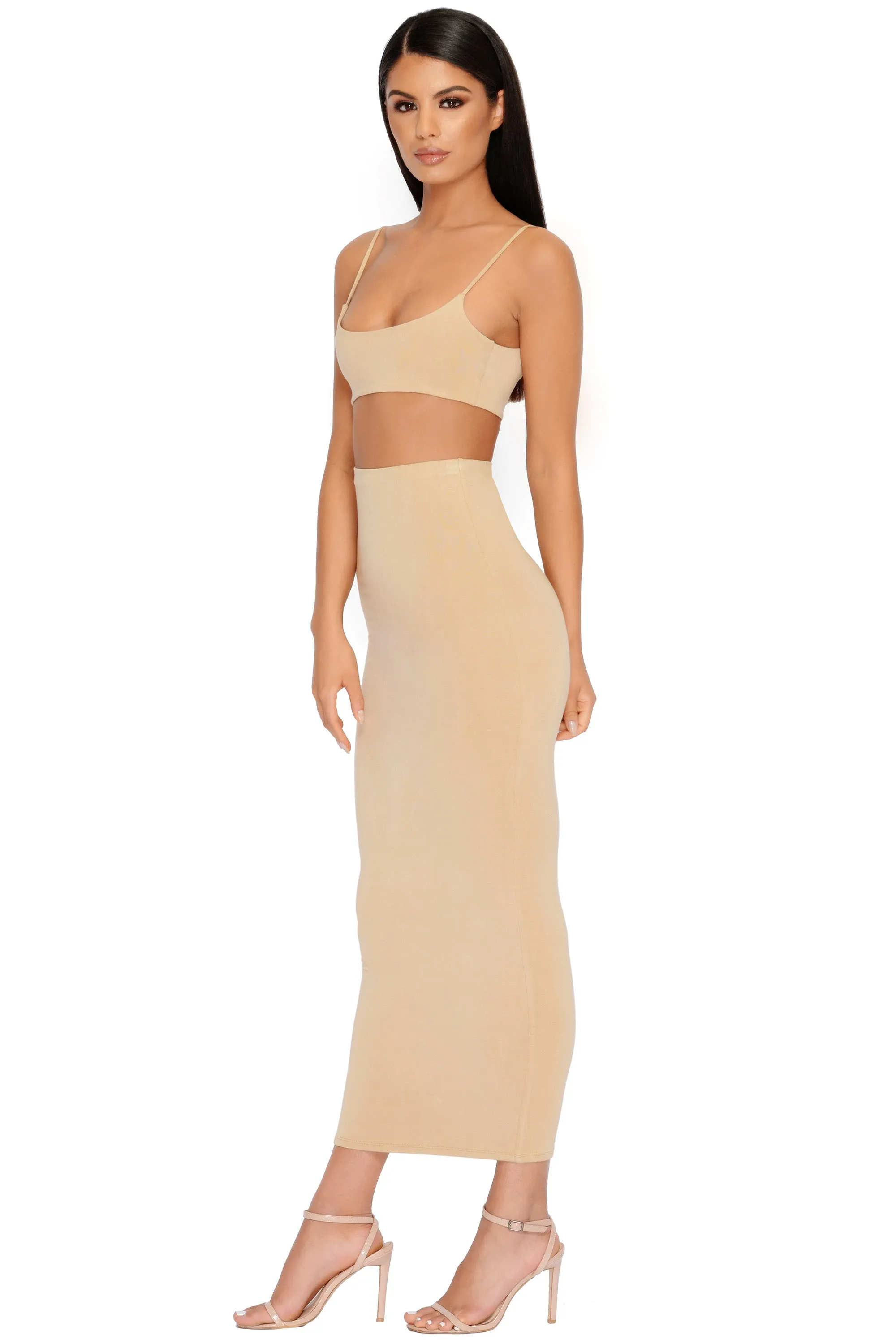 All Night Long Maxi Skirt in Beige