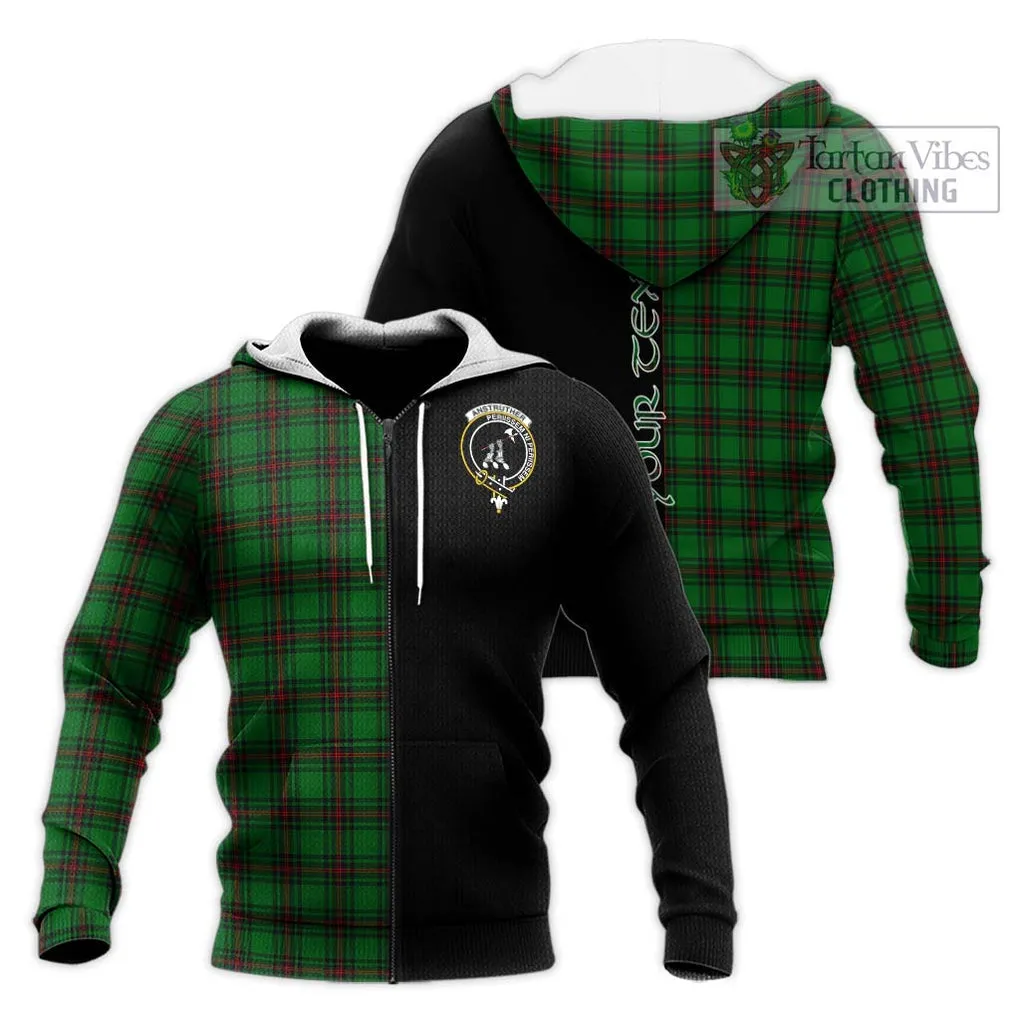 Anstruther Tartan Knitted Hoodie with Family Crest and Half Of Me Style