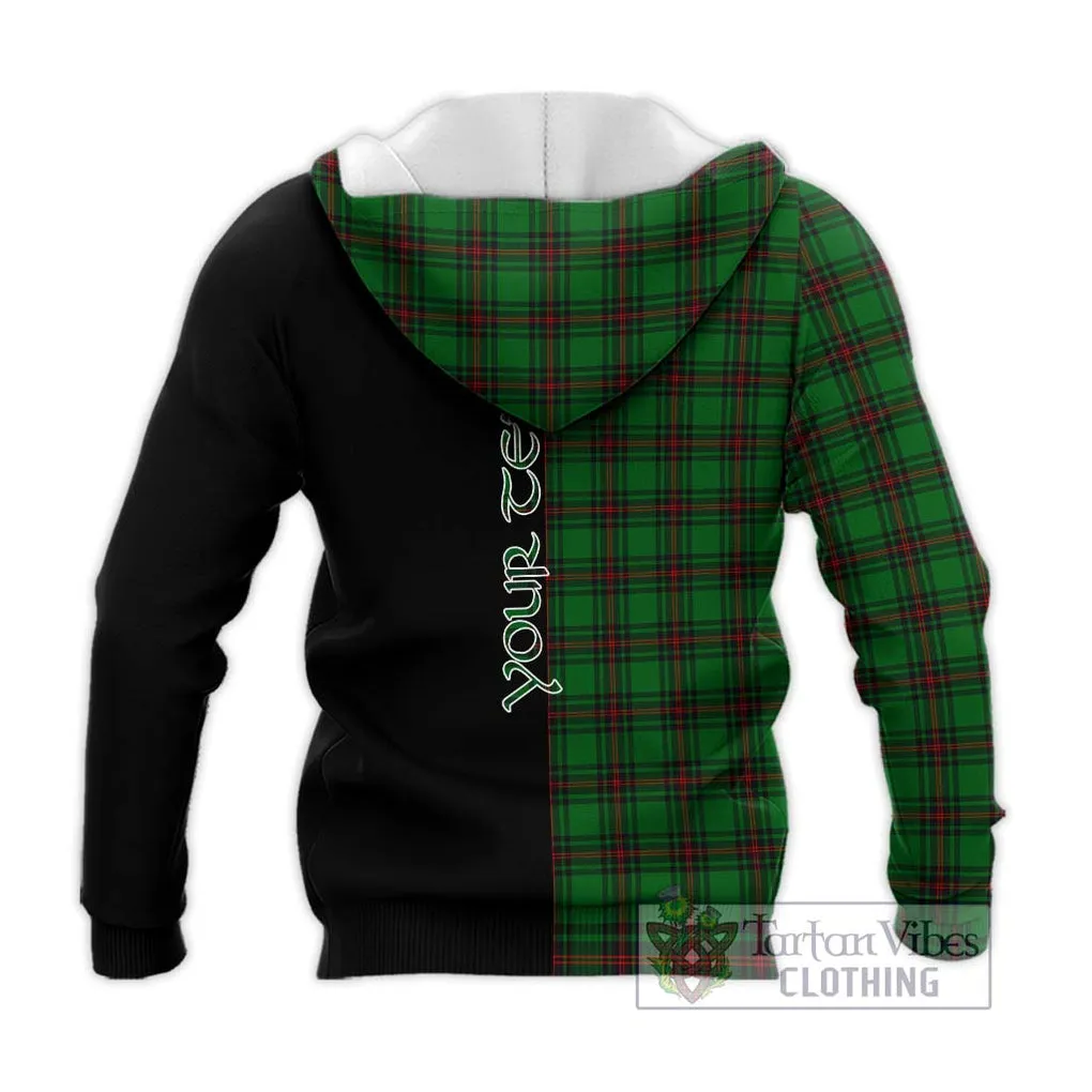 Anstruther Tartan Knitted Hoodie with Family Crest and Half Of Me Style