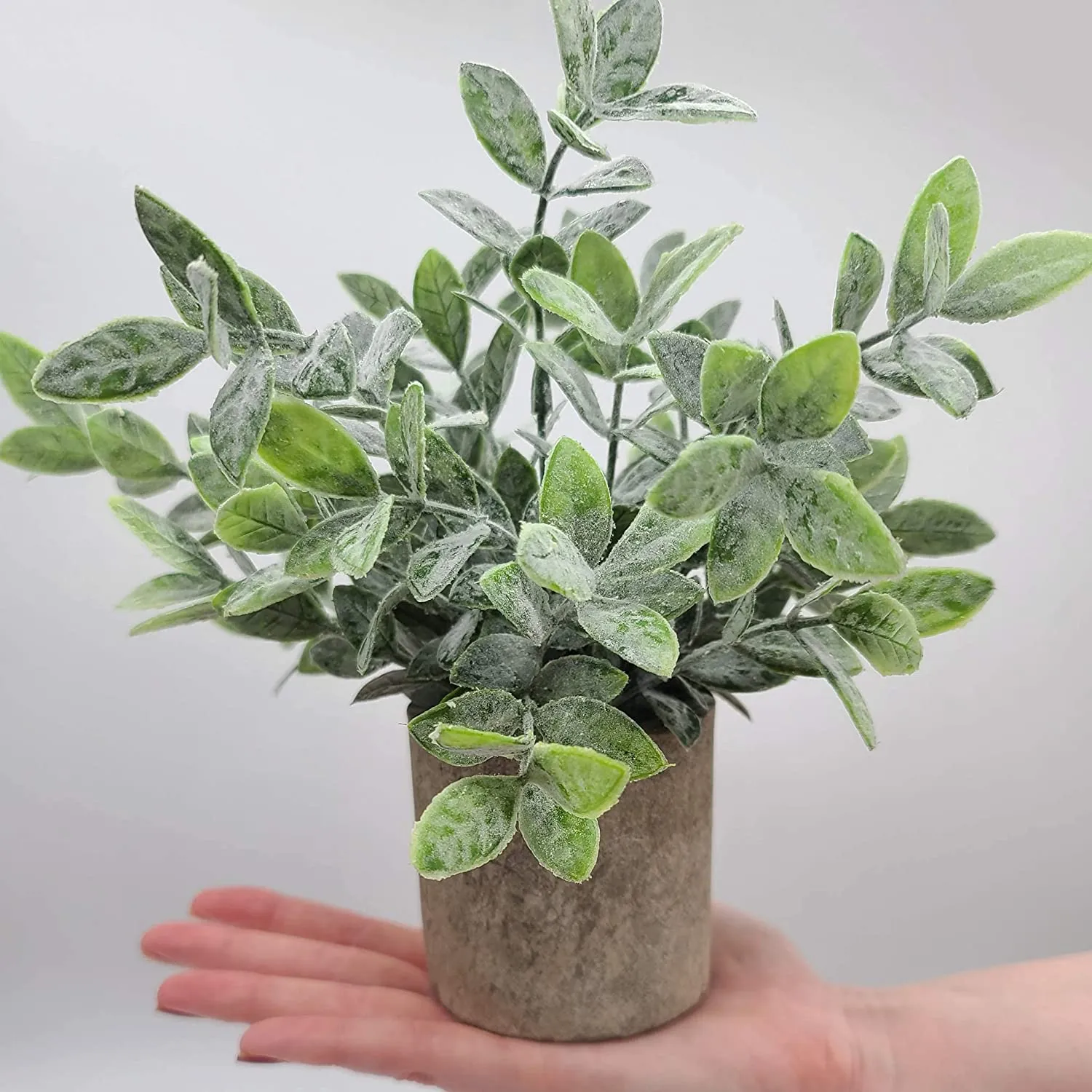 Artificial Potted Plants - Mini Fake Plants – Set of 3 Small Indoor Faux Houseplants for Shelf Tabletop Desk Decoration - Eucalyptus - Rosemary - Boxwood - Greenery in Pots - 9” Tall Plant in Pot