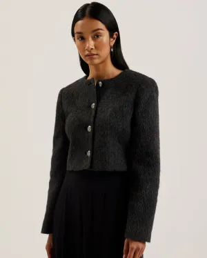 Astelia Cropped Brushed Wool Jacket Black