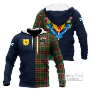 Baxter Tartan Knitted Hoodie Alba with Scottish Lion Royal Arm Half Style