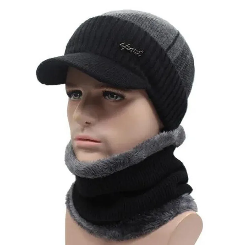 Beanie Brim Dual Color Sports Beanie With Optional Scarf