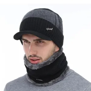 Beanie Brim Dual Color Sports Beanie With Optional Scarf