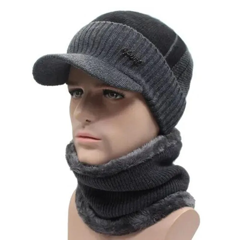 Beanie Brim Dual Color Sports Beanie With Optional Scarf