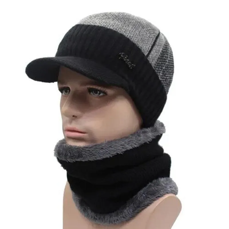 Beanie Brim Dual Color Sports Beanie With Optional Scarf