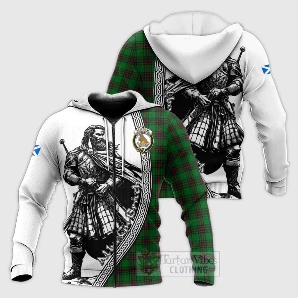 Beveridge Tartan Clan Crest Knitted Hoodie with Highlander Warrior Celtic Style