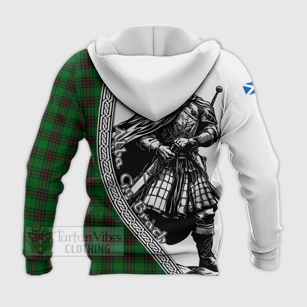 Beveridge Tartan Clan Crest Knitted Hoodie with Highlander Warrior Celtic Style