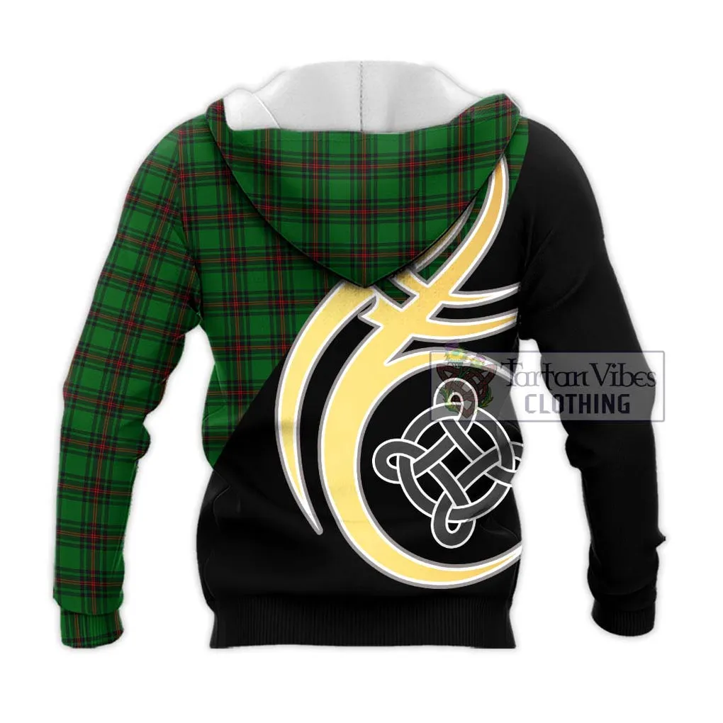 Beveridge Tartan Knitted Hoodie with Family Crest and Celtic Symbol Style