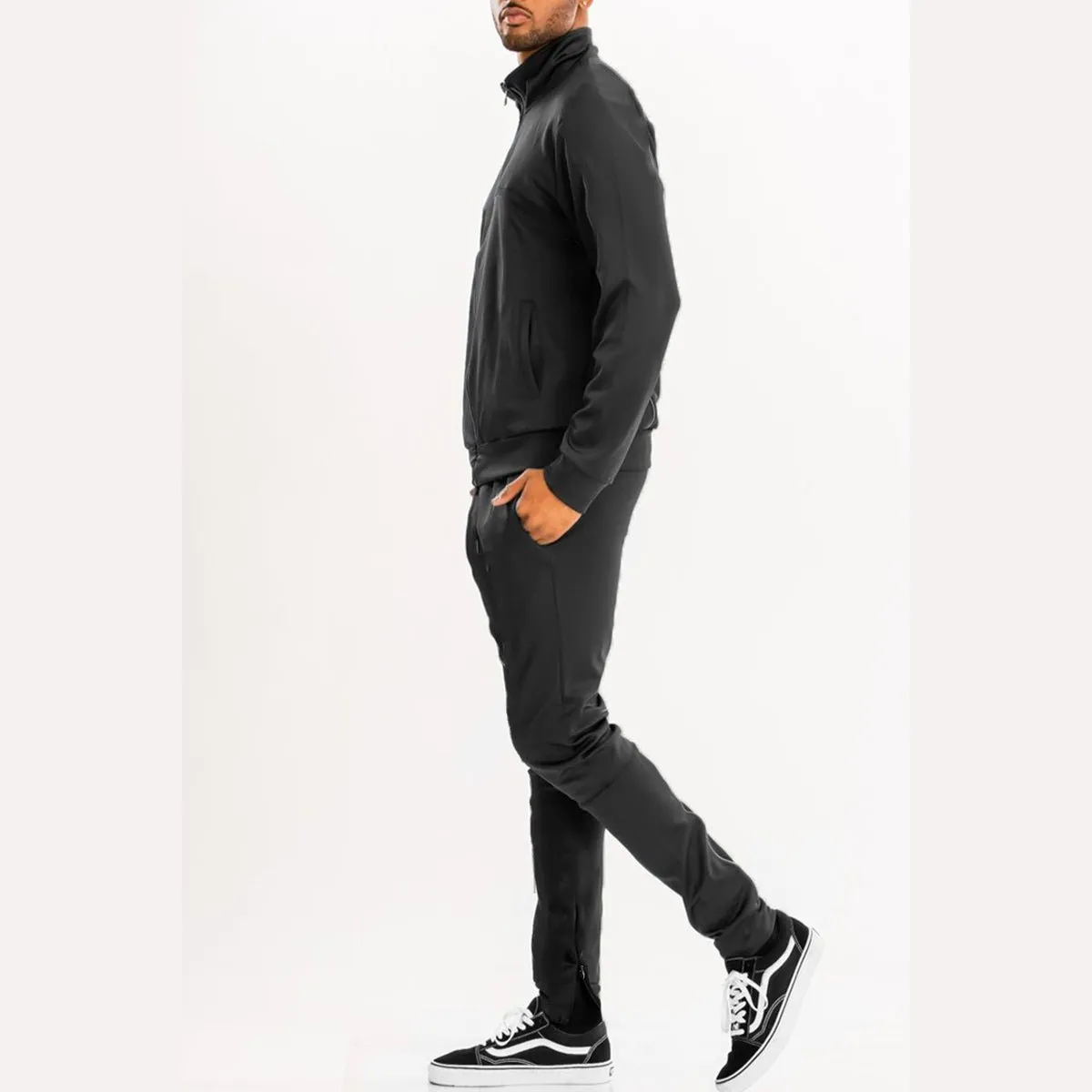 Black Solid Track Suit