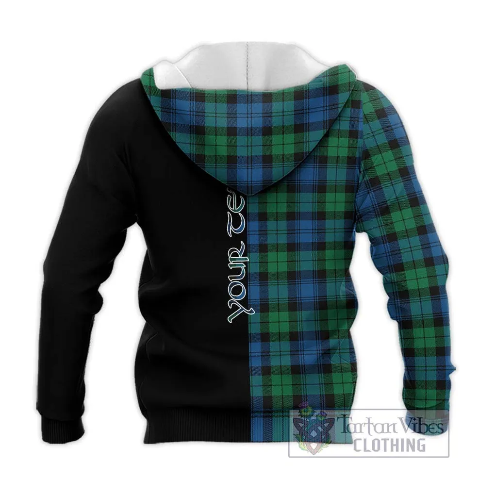 Black Watch Ancient Tartan Knitted Hoodie with Family Crest and Half Of Me Style