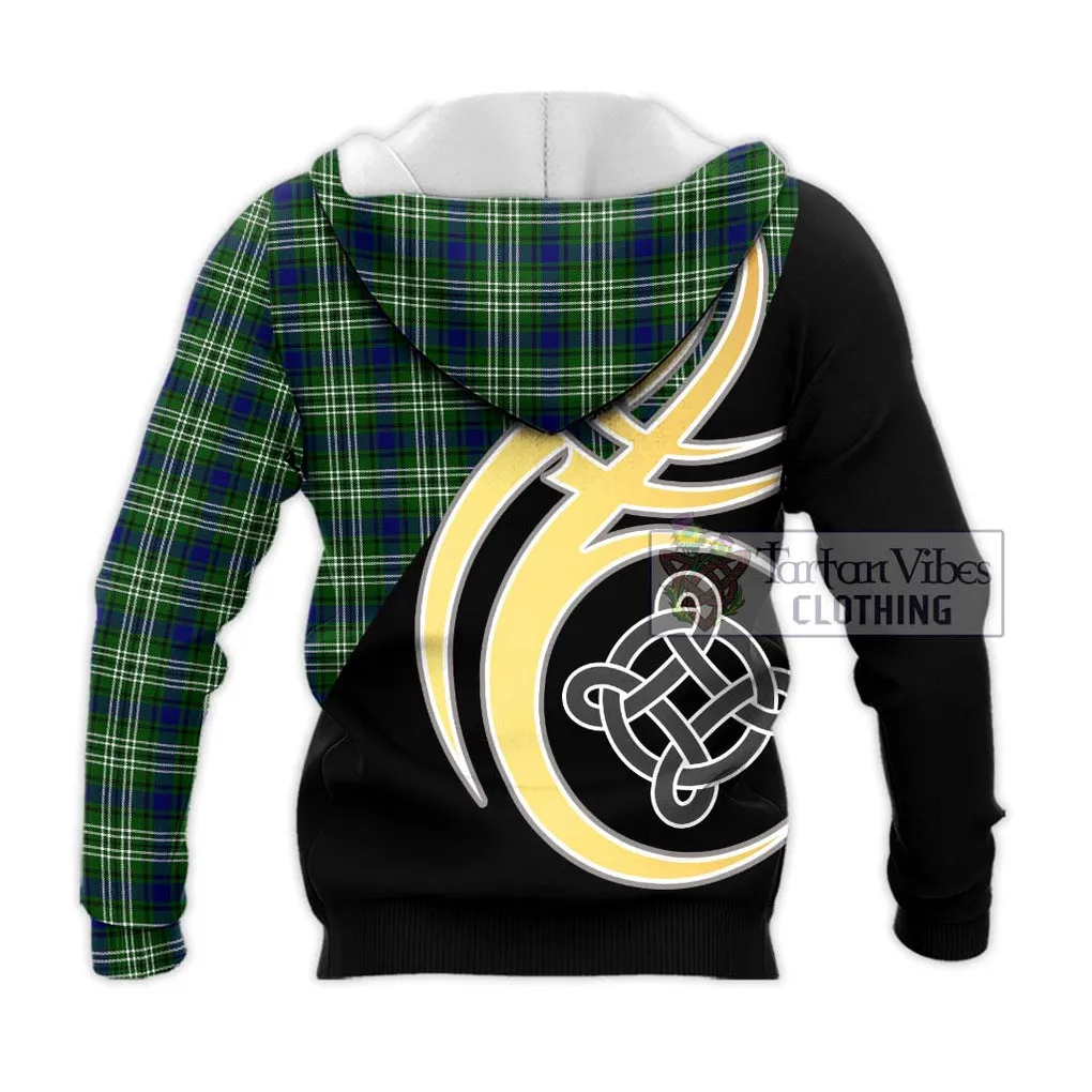 Blackadder Tartan Knitted Hoodie with Family Crest and Celtic Symbol Style