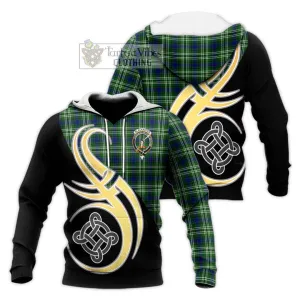 Blackadder Tartan Knitted Hoodie with Family Crest and Celtic Symbol Style