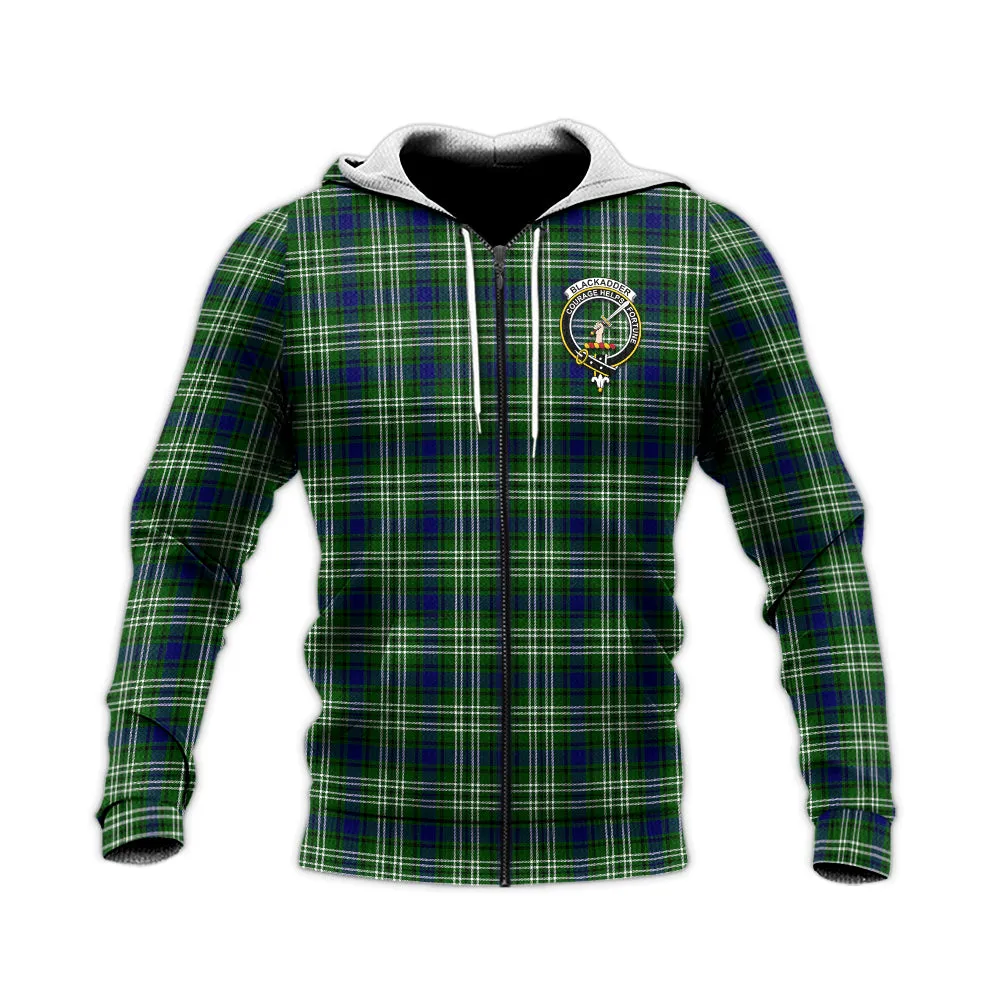 Blackadder Tartan Knitted Hoodie with Family Crest