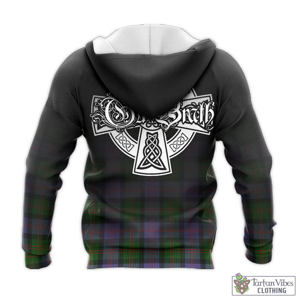 Blair Modern Tartan Knitted Hoodie Featuring Alba Gu Brath Family Crest Celtic Inspired