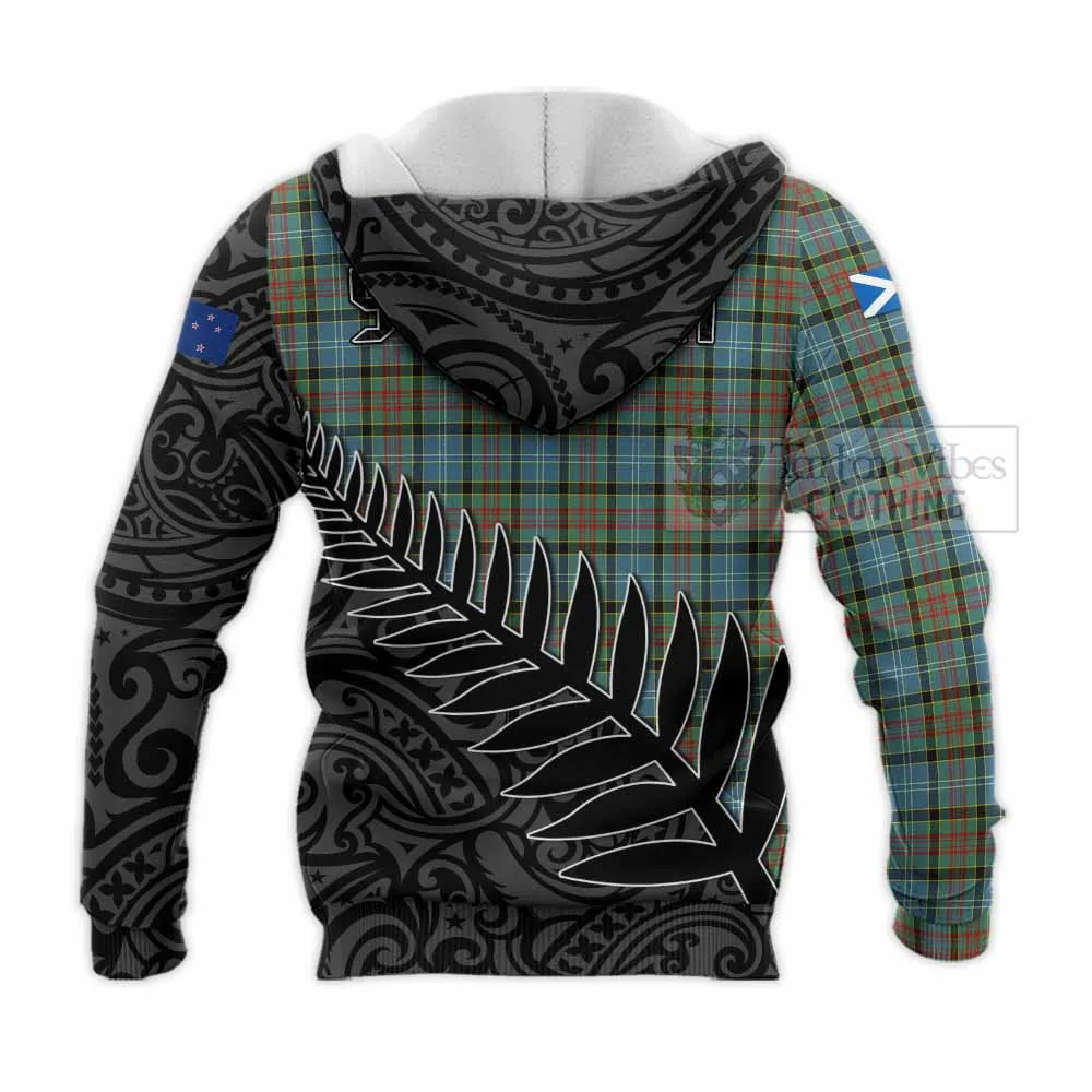 Brisbane Crest Tartan Knitted Hoodie with New Zealand Silver Fern Half Style