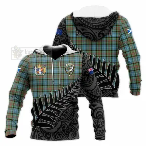 Brisbane Crest Tartan Knitted Hoodie with New Zealand Silver Fern Half Style