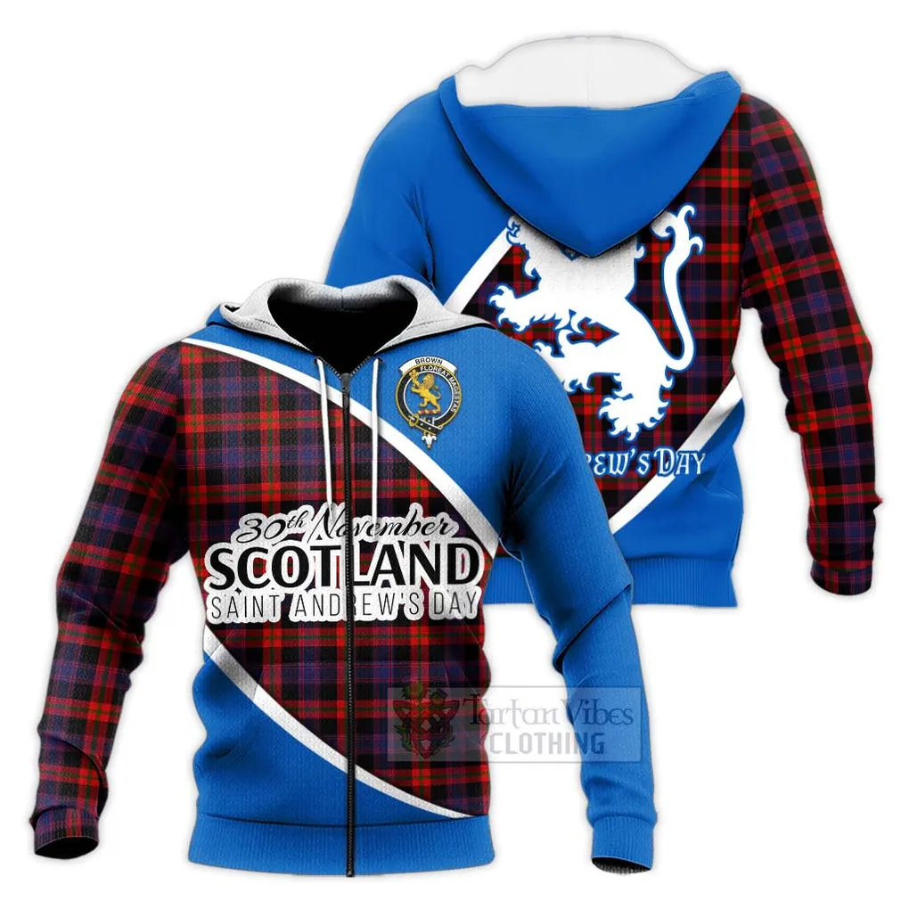 Brown (Broun) Family Crest Tartan Knitted Hoodie Celebrate Saint Andrew's Day in Style