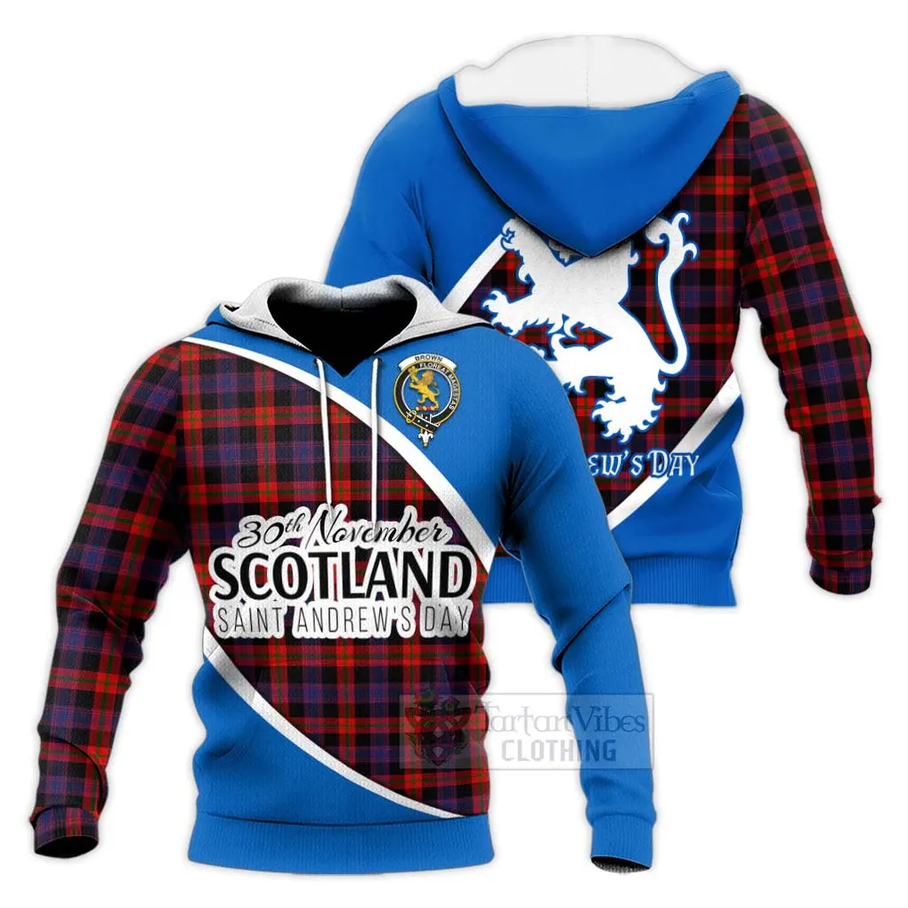 Brown (Broun) Family Crest Tartan Knitted Hoodie Celebrate Saint Andrew's Day in Style