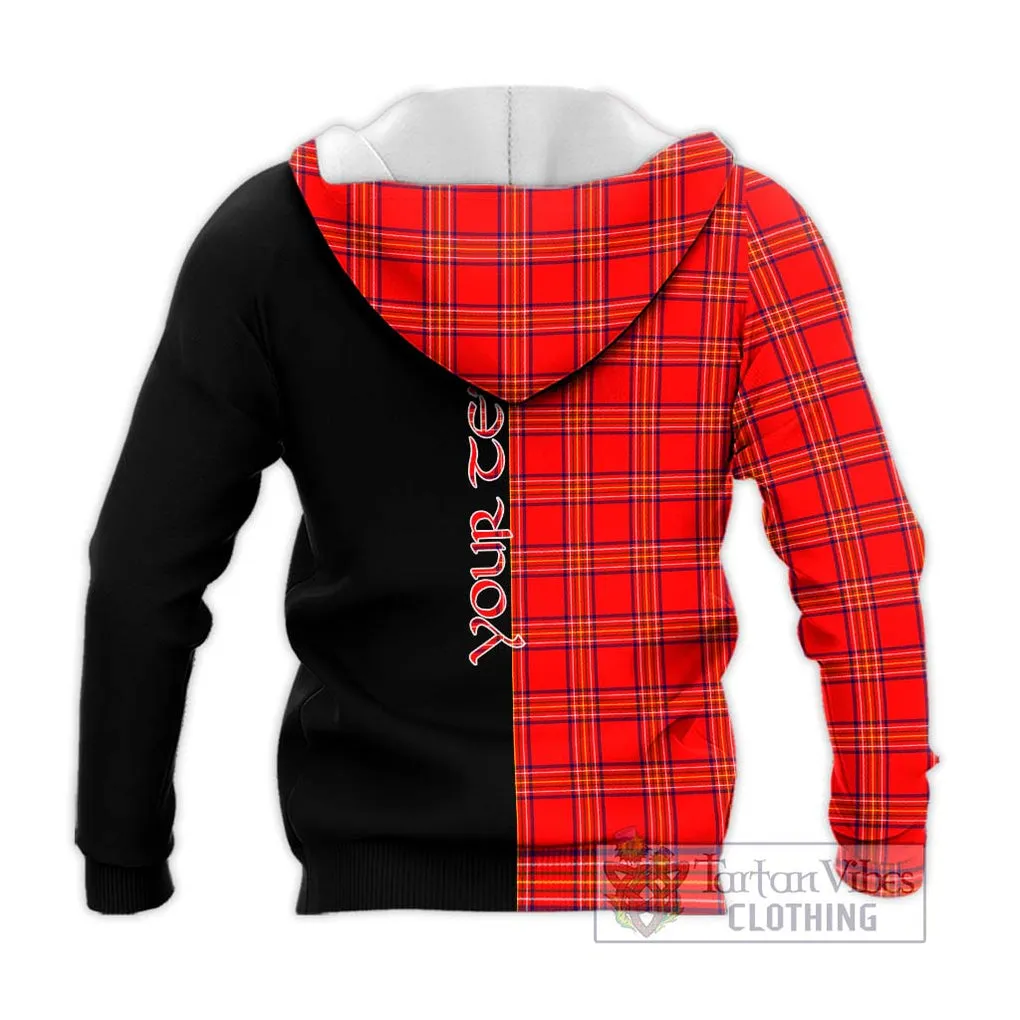 Burnett Modern Tartan Knitted Hoodie with Family Crest and Half Of Me Style