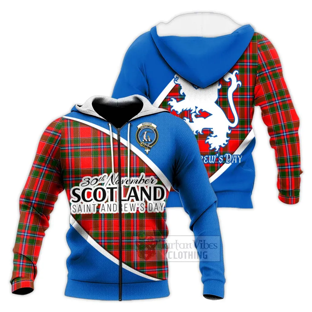 Butter Family Crest Tartan Knitted Hoodie Celebrate Saint Andrew's Day in Style