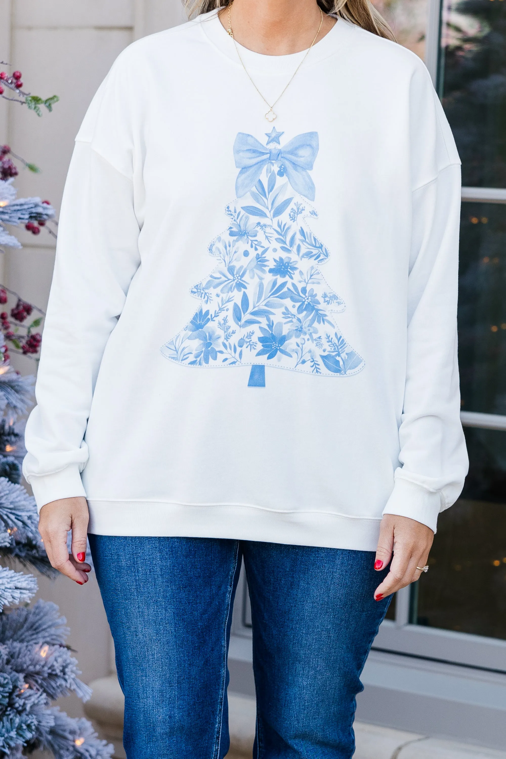 Coastal Christmas Pullover, White