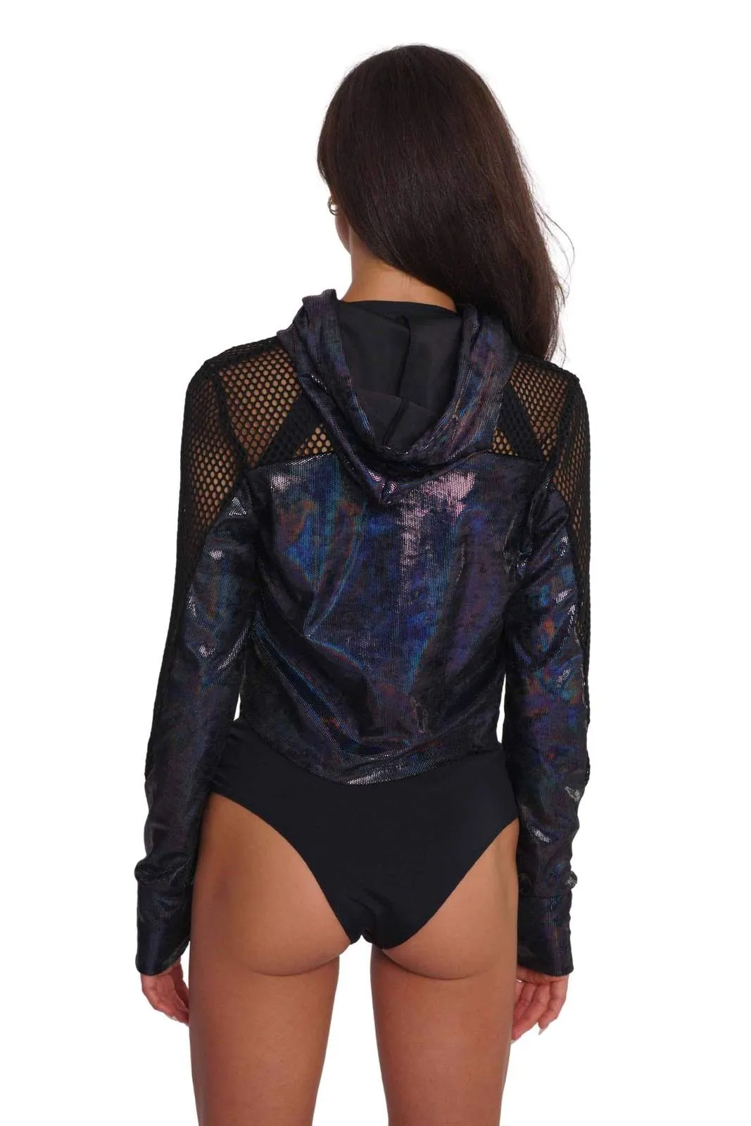 Crop Mesh Hoodie - Panther