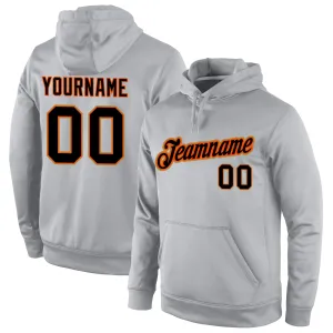 Custom Stitched Gray Black-Orange Sports Pullover Sweatshirt Hoodie