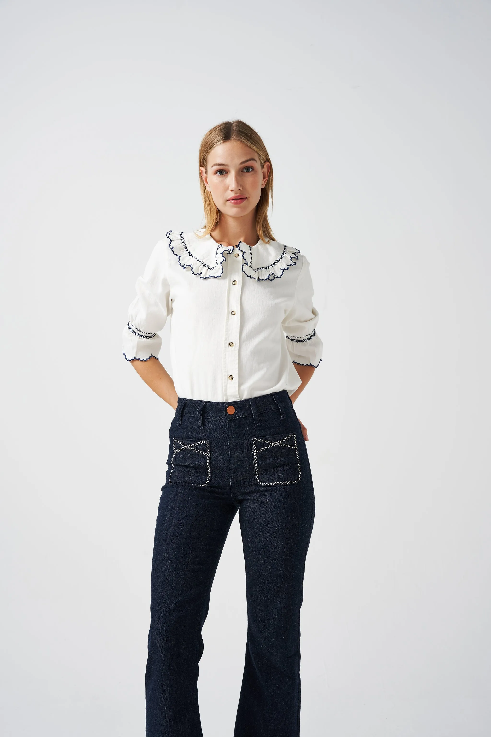 Daisy Blouse in Ecru Denim