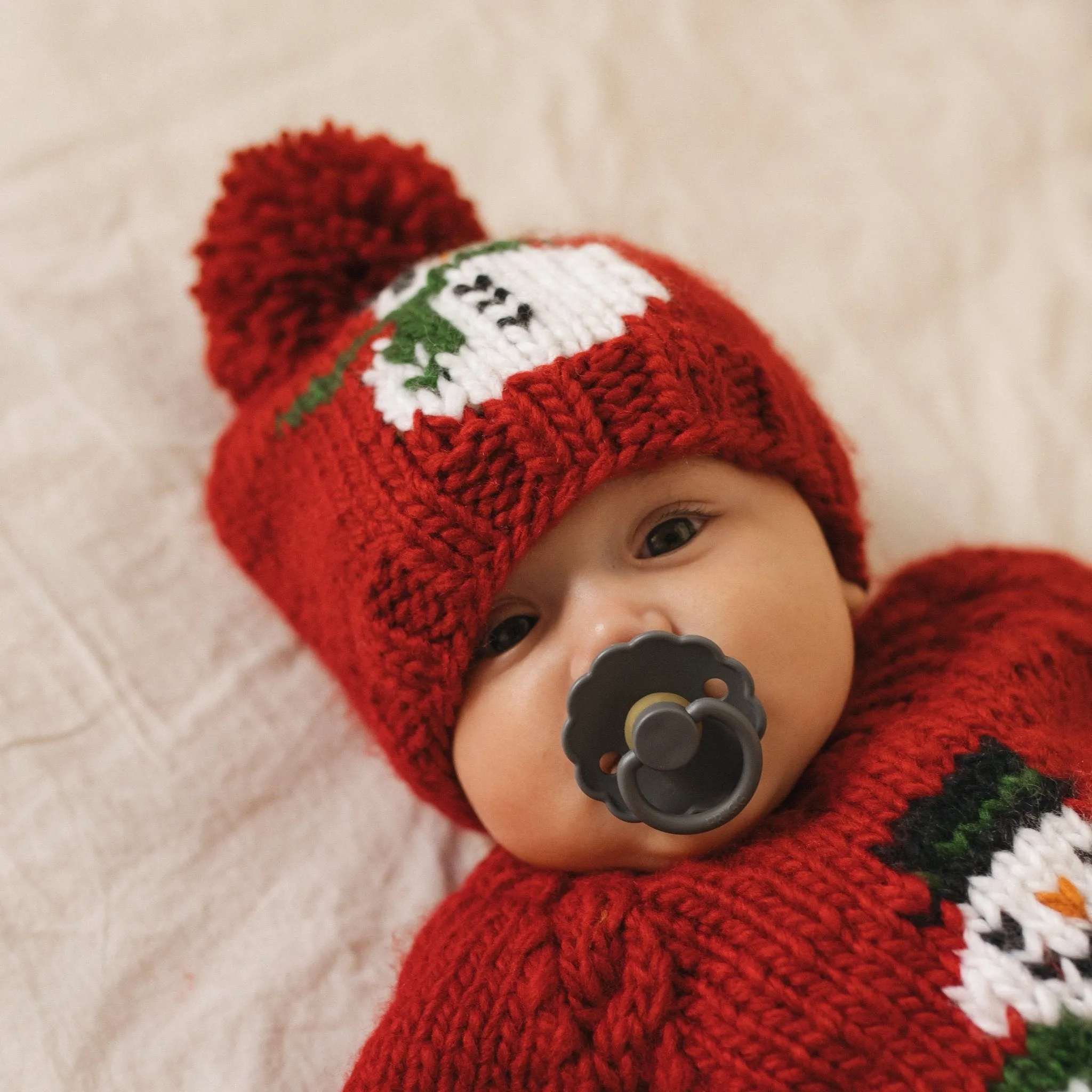 Frosty Snowman Ruby Red Beanie Hat for Baby & Kids