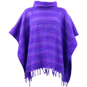 Hooded Square Poncho - Bright Purple