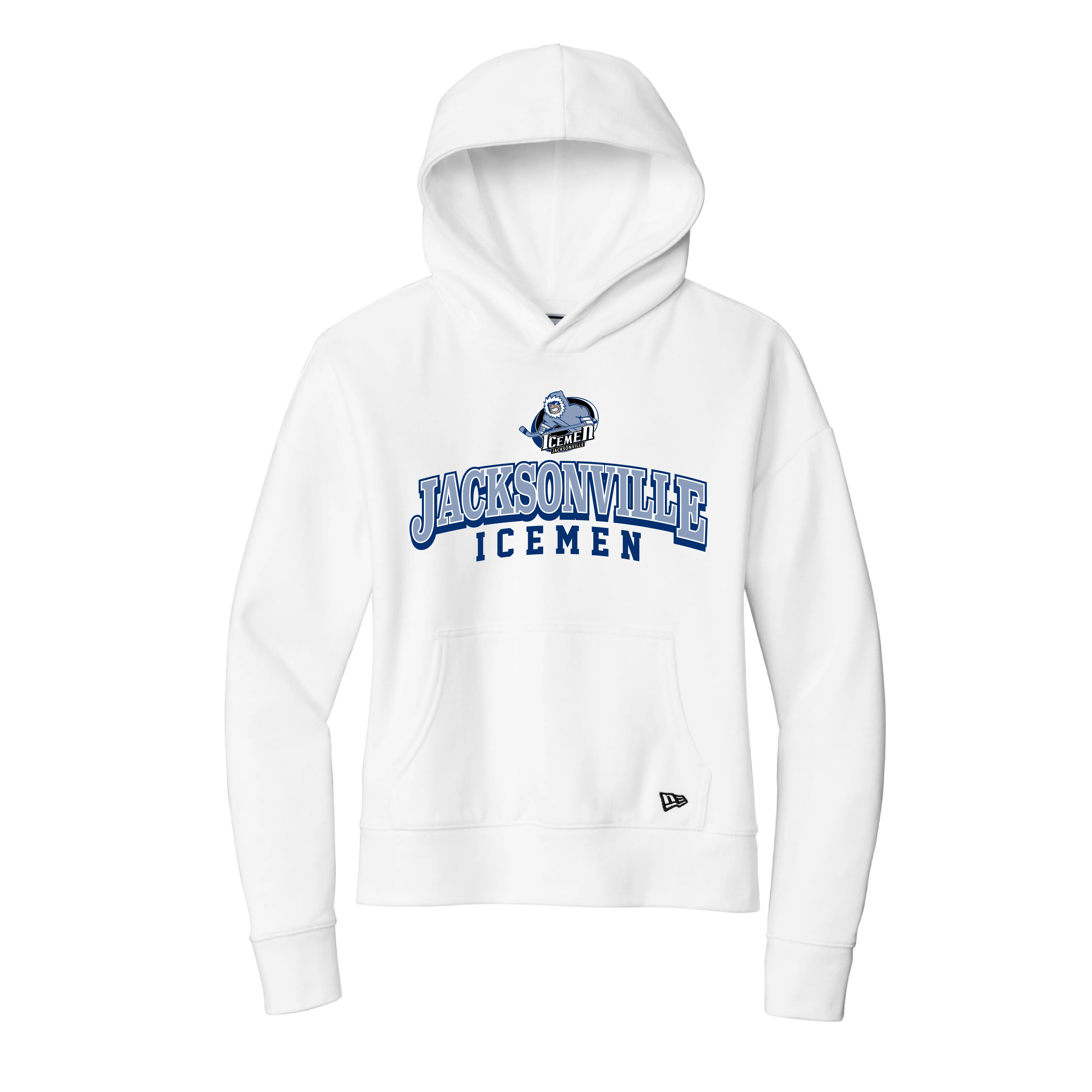 Jacksonville Icemen Women's White New Era Comeback Fleece Pullover Hoodie