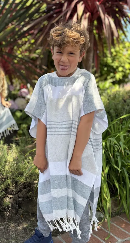 Kid Sun Poncho in Sea Salt