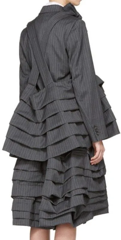 Layered Pinstriped Coat and Skirt Set