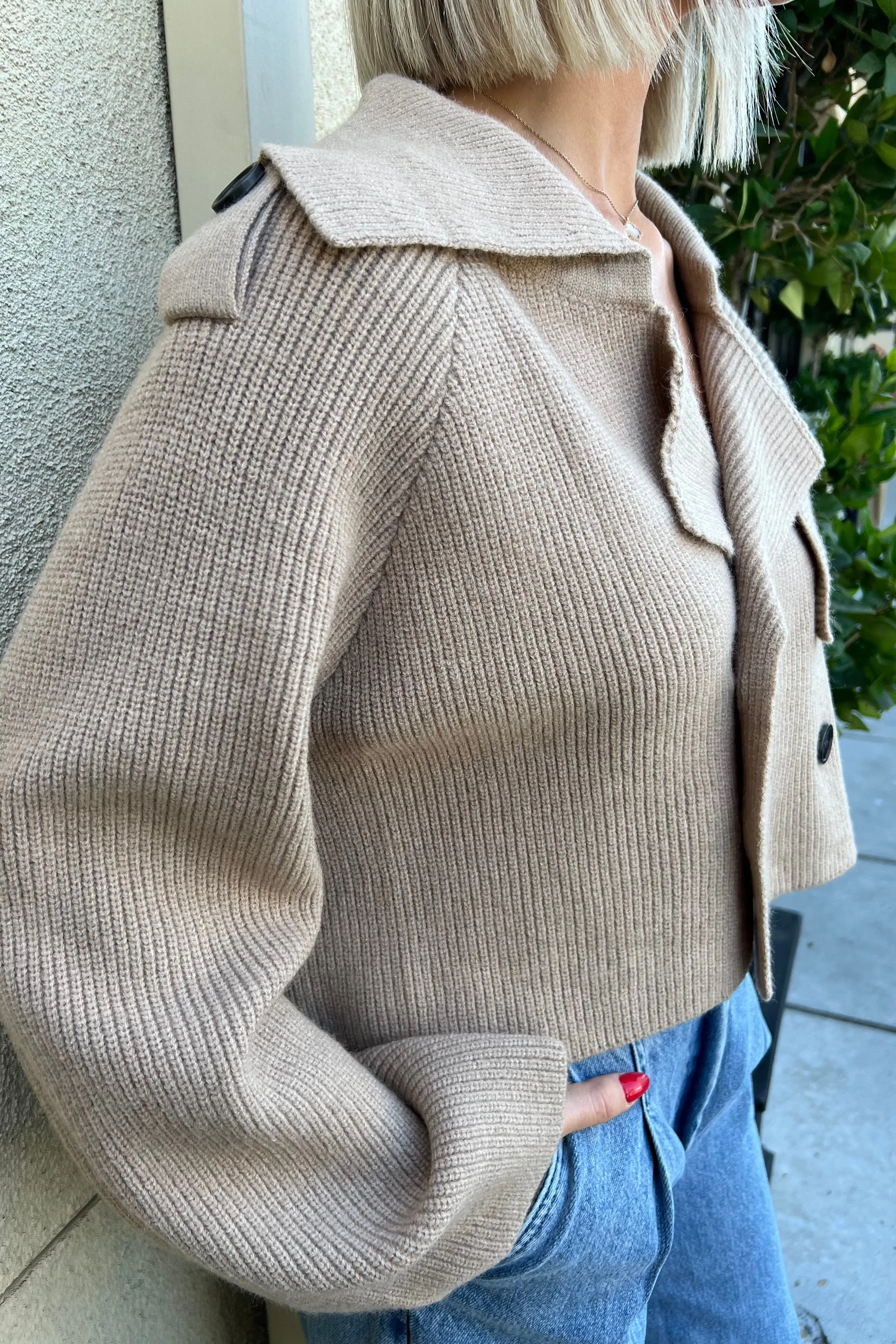 LIRAEL TAUPE KNIT JACKET