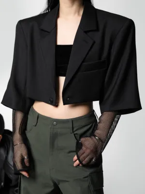 MESH SLEEVED CROPPED BLAZER