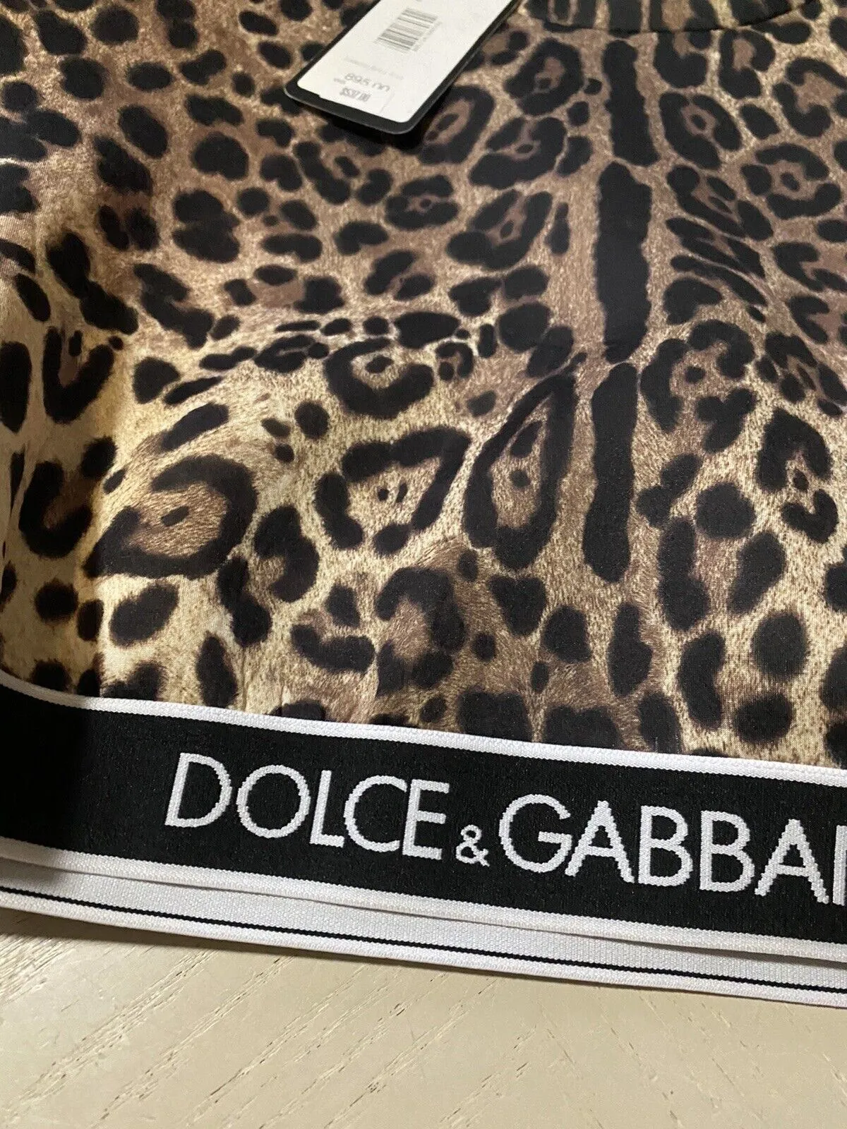 New $895 Dolce&Gabbana Leopard-Print Strong-Shoulder Cropped Sweatshirt 12 US