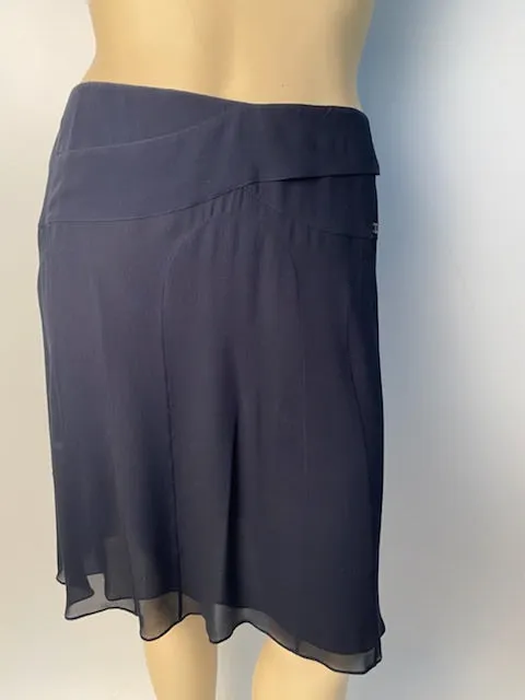 NWT Chanel 06C 2006 Cruise Navy Blue Silk Chiffon Skirt FR 46 US 14/16