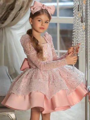 Pageant Princess Puff Sleeve Sequin Special Occasion Dress