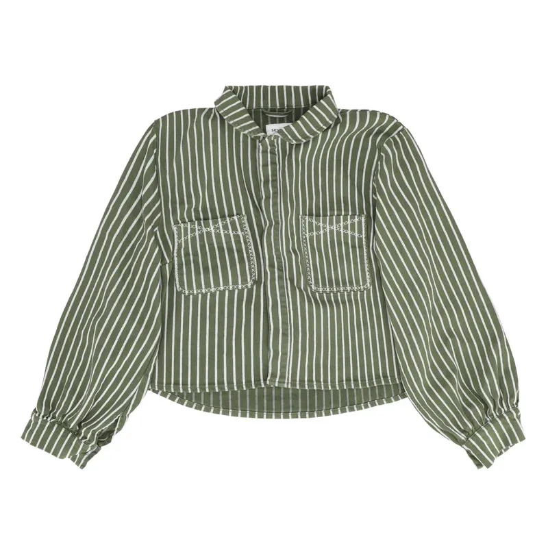 Piper Cropped Jacket in Striped Khaki