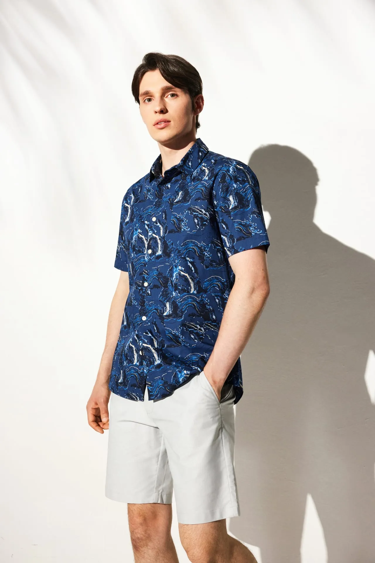 Poplin Wrinkle Free Printed Casual Shirt