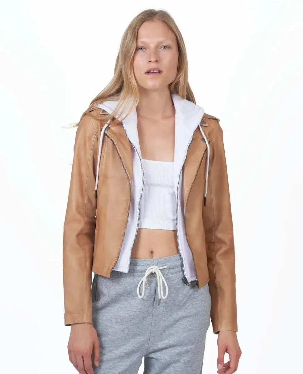 Washable Molly Leather Jacket Au Lait