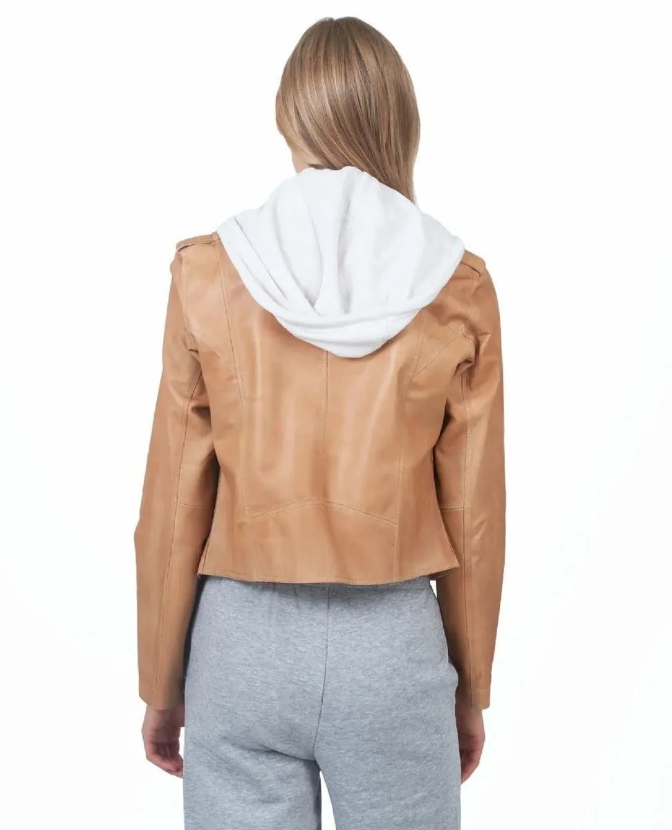 Washable Molly Leather Jacket Au Lait