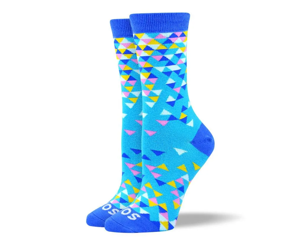 Women's High Quality Blue Triangles Socks